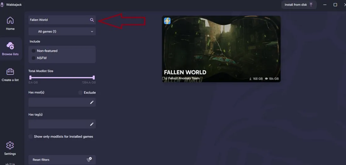 Browse lists and search for Fallen World