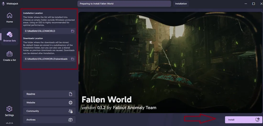 Set install and download locations